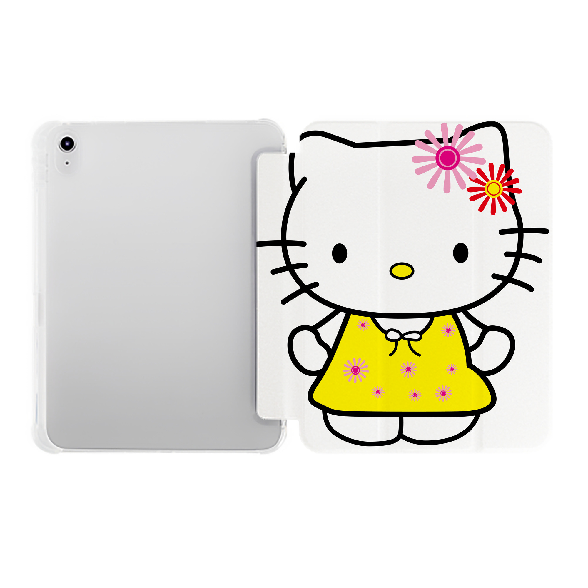 （画像用） Hello Kitty ハローキティ IPad ケース ペン収納付き 三つ折りスタンド PUレザー×シリコン 対応機種9.5/10.5/10.9インチ